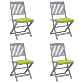 Sillas de jardín plegables 4 uds cojines madera maciza acacia de , Sillas de jardín - Ref: Foro24-3064574, Precio: 214,41 €, ...