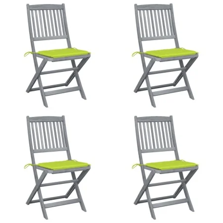 Klappbare Gartenstühle, 4 Stück, Kissen aus massivem Akazienholz von , Gartenstühle - Ref: Foro24-3064574, Preis: 211,47 €, R...