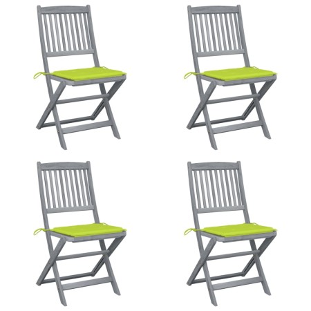 Klappbare Gartenstühle, 4 Stück, Kissen aus massivem Akazienholz von , Gartenstühle - Ref: Foro24-3064574, Preis: 214,41 €, R...