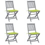 Klappbare Gartenstühle, 4 Stück, Kissen aus massivem Akazienholz von , Gartenstühle - Ref: Foro24-3064574, Preis: 214,41 €, R...