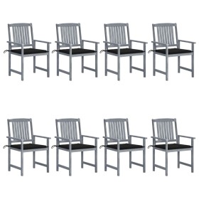 Garden chairs with cushions 8 pcs solid gray acacia wood by , Garden chairs - Ref: Foro24-3078229, Price: 560,29 €, Discount: %