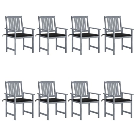 Garden chairs with cushions 8 pcs solid gray acacia wood by , Garden chairs - Ref: Foro24-3078229, Price: 551,53 €, Discount: %