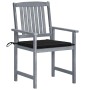 Garden chairs with cushions 8 pcs solid gray acacia wood by , Garden chairs - Ref: Foro24-3078229, Price: 551,53 €, Discount: %