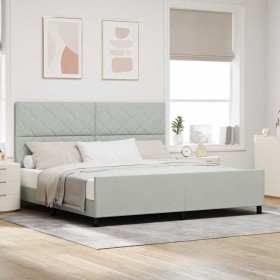 Estructura de cama Gris claro 200 x 200 cm Terciopelo Estructura de cama Gris claro 200 x 200 cm Terciopelo