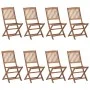 Folding garden chairs 8 units and solid acacia wood cushions by , Garden chairs - Ref: Foro24-3075032, Price: 389,98 €, Disco...