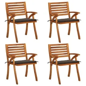 Garden chairs with cushions, 4 units, solid acacia wood. by , Garden chairs - Ref: Foro24-3075182, Price: 388,35 €, Discount: %