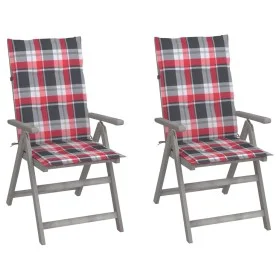 Reclining garden chairs and cushions 2 units solid acacia wood by , Garden chairs - Ref: Foro24-3064711, Price: 150,92 €, Dis...