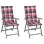 Reclining garden chairs and cushions 2 units solid acacia wood by , Garden chairs - Ref: Foro24-3064711, Price: 150,92 €, Dis...
