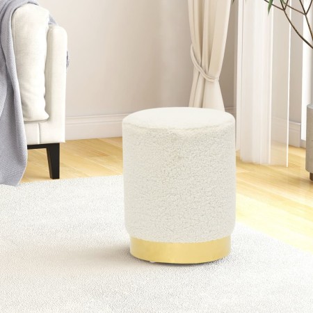 Round white woolen stool by , Folding stools and chairs - Ref: Foro24-340251, Price: 51,04 €, Discount: %