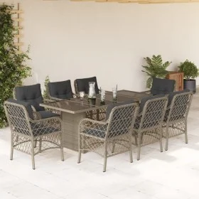 Garden dining set 9 pieces with light gray synthetic rattan cushions by , Garden sets - Ref: Foro24-3212067, Price: 986,34 €,...