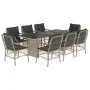 Garden dining set 9 pieces with light gray synthetic rattan cushions by , Garden sets - Ref: Foro24-3212067, Price: 986,34 €,...