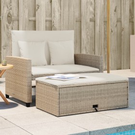 Garden sofa with 2-seat synthetic beige rattan cushions by , Outdoor sofas - Ref: Foro24-365135, Price: 271,37 €, Discount: %