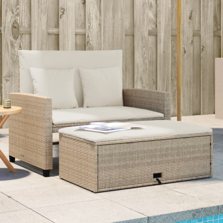 Garden sofa with 2-seat synthetic beige rattan cushions by , Outdoor sofas - Ref: Foro24-365135, Price: 273,34 €, Discount: %