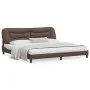 Brown synthetic leather headboard bed frame 200x200 cm by , Beds and slatted bases - Ref: Foro24-3208025, Price: 237,70 €, Di...