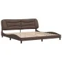 Brown synthetic leather headboard bed frame 200x200 cm by , Beds and slatted bases - Ref: Foro24-3208025, Price: 237,70 €, Di...