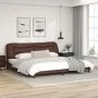 Brown synthetic leather headboard bed frame 200x200 cm by , Beds and slatted bases - Ref: Foro24-3208025, Price: 237,70 €, Di...