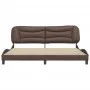 Brown synthetic leather headboard bed frame 200x200 cm by , Beds and slatted bases - Ref: Foro24-3208025, Price: 237,70 €, Di...