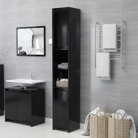 Armario de baño de madera contrachapada negro 30x30x183,5 cm de vidaXL, Muebles de baño - Ref: Foro24-802670, Precio: 73,48 €...