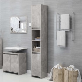 Badezimmerschrank aus betongrauem Sperrholz, 30 x 30 x 183,5 cm von vidaXL, Badezimmermöbel - Ref: Foro24-802673, Preis: 84,6...