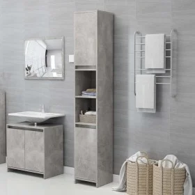 Badezimmerschrank aus betongrauem Sperrholz, 30 x 30 x 183,5 cm von vidaXL, Badezimmermöbel - Ref: Foro24-802673, Preis: 83,5...