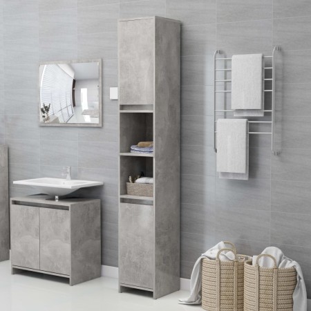 Badezimmerschrank aus betongrauem Sperrholz, 30 x 30 x 183,5 cm von vidaXL, Badezimmermöbel - Ref: Foro24-802673, Preis: 84,6...