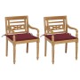 Batavia chairs 2 pcs solid teak with red wine red cushions by , Garden chairs - Ref: Foro24-3062136, Price: 253,50 €, Discoun...