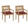 Batavia-Stühle, 2 Stück, massives Teakholz mit weinroten Kissen von , Gartenstühle - Ref: Foro24-3062136, Preis: 249,09 €, Ra...
