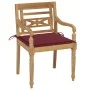 Batavia-Stühle, 2 Stück, massives Teakholz mit weinroten Kissen von , Gartenstühle - Ref: Foro24-3062136, Preis: 249,09 €, Ra...
