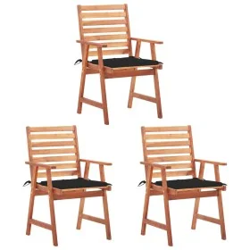 Garden dining chairs 3 units solid acacia wood and cushions by , Garden chairs - Ref: Foro24-3064354, Price: 214,12 €, Discou...