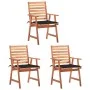 Sillas comedor de jardín 3 uds madera maciza acacia y cojines de , Sillas de jardín - Ref: Foro24-3064354, Precio: 214,12 €, ...