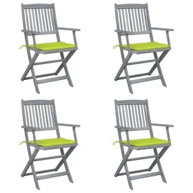Sillas de jardín plegables 4 uds cojines madera maciza acacia de , Sillas de jardín - Ref: Foro24-3064520, Precio: 192,08 €, ...