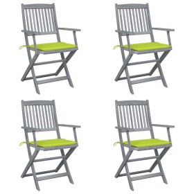 Sillas de jardín plegables 4 uds cojines madera maciza acacia de , Sillas de jardín - Ref: Foro24-3064520, Precio: 191,91 €, ...