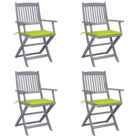 Klappbare Gartenstühle, 4 Stück, Kissen aus massivem Akazienholz von , Gartenstühle - Ref: Foro24-3064520, Preis: 191,91 €, R...