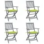 Klappbare Gartenstühle, 4 Stück, Kissen aus massivem Akazienholz von , Gartenstühle - Ref: Foro24-3064520, Preis: 192,12 €, R...