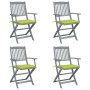 Klappbare Gartenstühle, 4 Stück, Kissen aus massivem Akazienholz von , Gartenstühle - Ref: Foro24-3064520, Preis: 191,91 €, R...