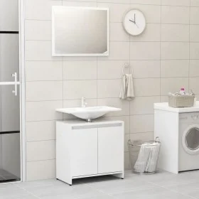 Badezimmermöbelset aus glänzend weißem Sperrholz von vidaXL, Badezimmermöbel - Ref: Foro24-802657, Preis: 61,87 €, Rabatt: %