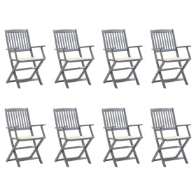 8 pcs folding garden chairs and solid acacia wood cushions by , Garden chairs - Ref: Foro24-3078264, Price: 372,53 €, Discoun...