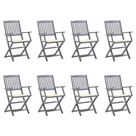 8 pcs folding garden chairs and solid acacia wood cushions by , Garden chairs - Ref: Foro24-3078264, Price: 372,53 €, Discoun...