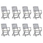 8 pcs folding garden chairs and solid acacia wood cushions by , Garden chairs - Ref: Foro24-3078264, Price: 372,53 €, Discoun...