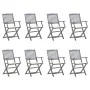 8 pcs folding garden chairs and solid acacia wood cushions by , Garden chairs - Ref: Foro24-3078264, Price: 367,83 €, Discoun...