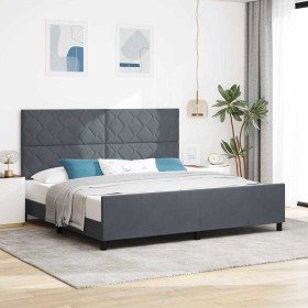 Estructura de cama Gris oscuro 200 x 200 cm Terciopelo Estructura de cama Gris oscuro 200 x 200 cm Terciopelo