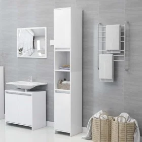 Badezimmerschrank aus weißem Sperrholz, 30 x 30 x 183,5 cm von vidaXL, Badezimmermöbel - Ref: Foro24-802669, Preis: 74,81 €, ...