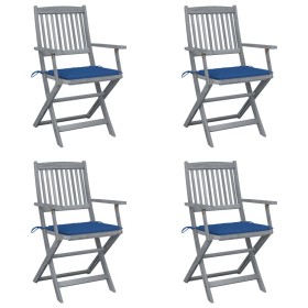 Folding garden chairs 4 pcs with solid acacia wood cushions by , Garden chairs - Ref: Foro24-3064519, Price: 194,76 €, Discou...