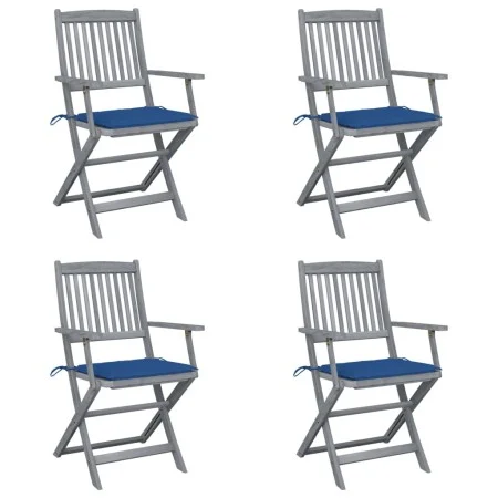 Folding garden chairs 4 pcs with solid acacia wood cushions by , Garden chairs - Ref: Foro24-3064519, Price: 192,20 €, Discou...