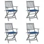 Folding garden chairs 4 pcs with solid acacia wood cushions by , Garden chairs - Ref: Foro24-3064519, Price: 192,20 €, Discou...
