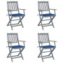 Klappbare Gartenstühle 4 Stück Kissen massives Akazienholz von , Gartenstühle - Ref: Foro24-3064519, Preis: 194,76 €, Rabatt: %