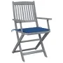 Folding garden chairs 4 pcs with solid acacia wood cushions by , Garden chairs - Ref: Foro24-3064519, Price: 192,20 €, Discou...