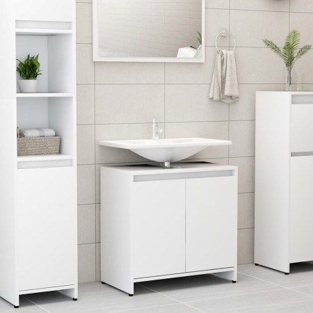 Weißer Badezimmerschrank aus Sperrholz, 60 x 33 x 61 cm von vidaXL, Badezimmermöbel - Ref: Foro24-802642, Preis: 51,13 €, Rab...
