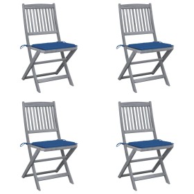 Sillas de jardín plegables 4 uds cojines madera maciza acacia de , Sillas de jardín - Ref: Foro24-3064573, Precio: 214,56 €, ...