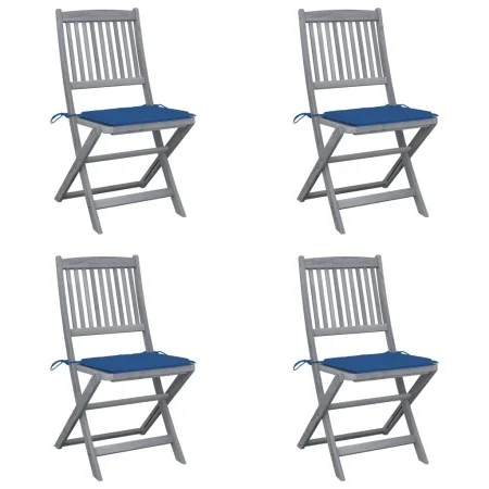 Sillas de jardín plegables 4 uds cojines madera maciza acacia de , Sillas de jardín - Ref: Foro24-3064573, Precio: 211,60 €, ...